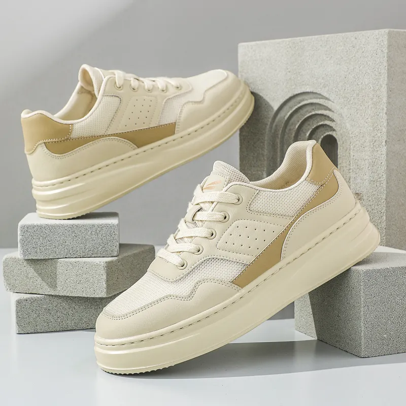 RED DRAGONFLY Skateboard Shoes Lightweight And Breathable Low Top Casual Shoes Men's White Moon Apricot-12