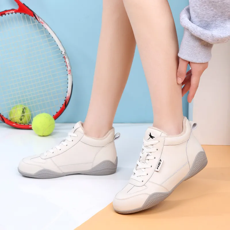 RED DRAGONFLY High Top Casual Shoes 3cm Women's Beige Gray-8