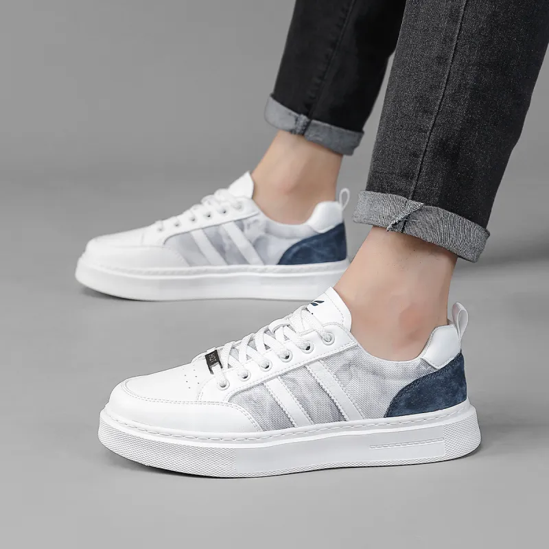 RED DRAGONFLY Skateboard Shoes Lightweight And Breathable Low Top Casual Shoes Men's White Blue Beige Yellow-6