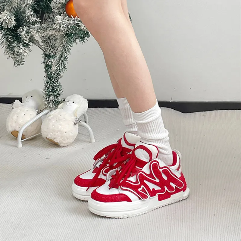 RED DRAGONFLY Casual Shoes Unisex Low Top Black/White/Red-25