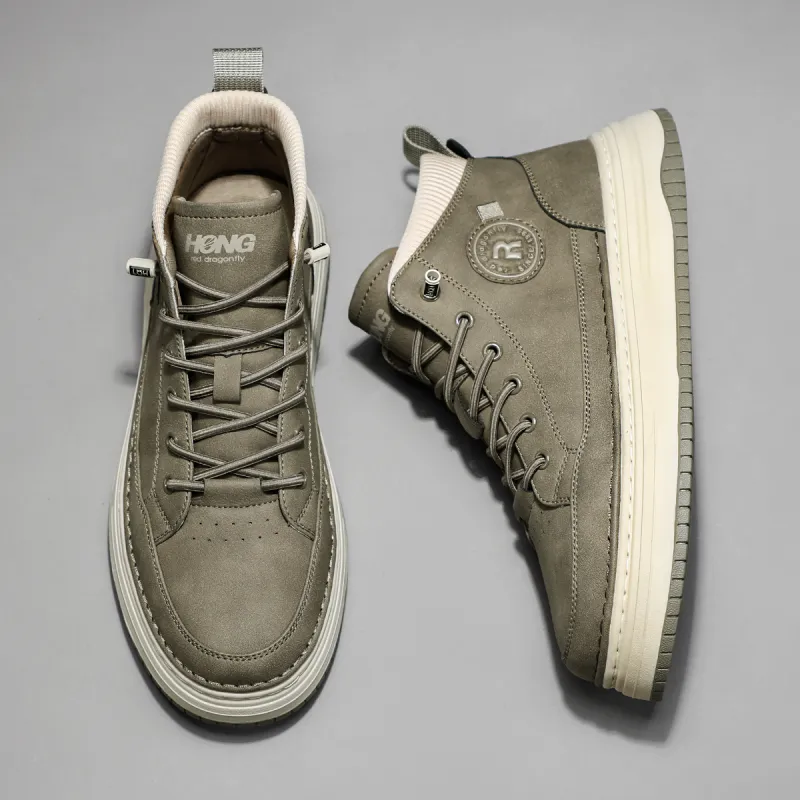 RED DRAGONFLY High Top Shoes Warm And Lightweight High Top Casual Shoes Men's Black/Khaki-12