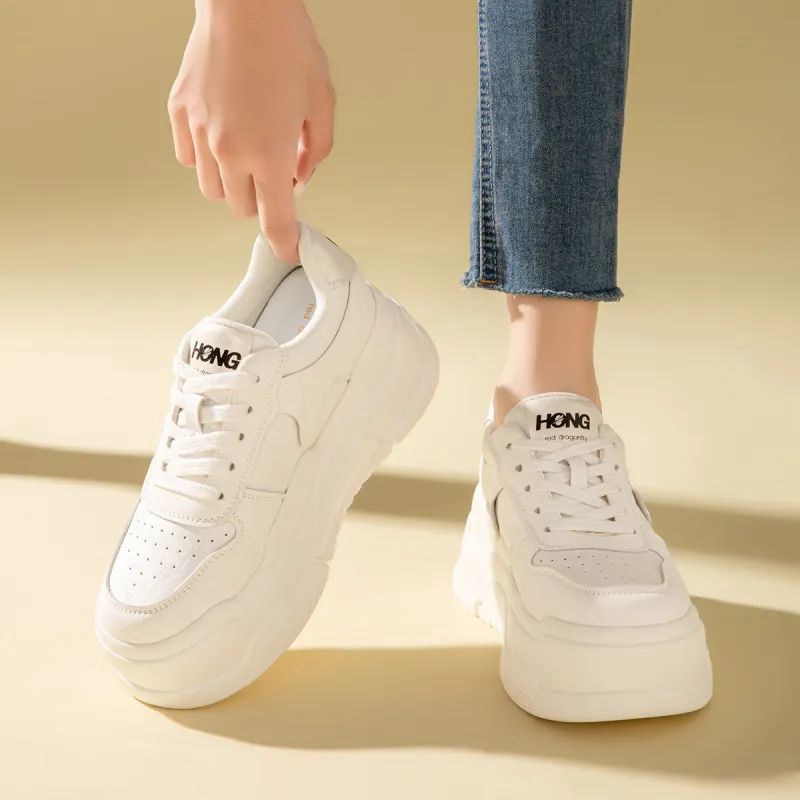 RED DRAGONFLY Platform Shoes Height Increasing Lightweight Low Top Casual Shoes Women's Beige Black Ecru-11