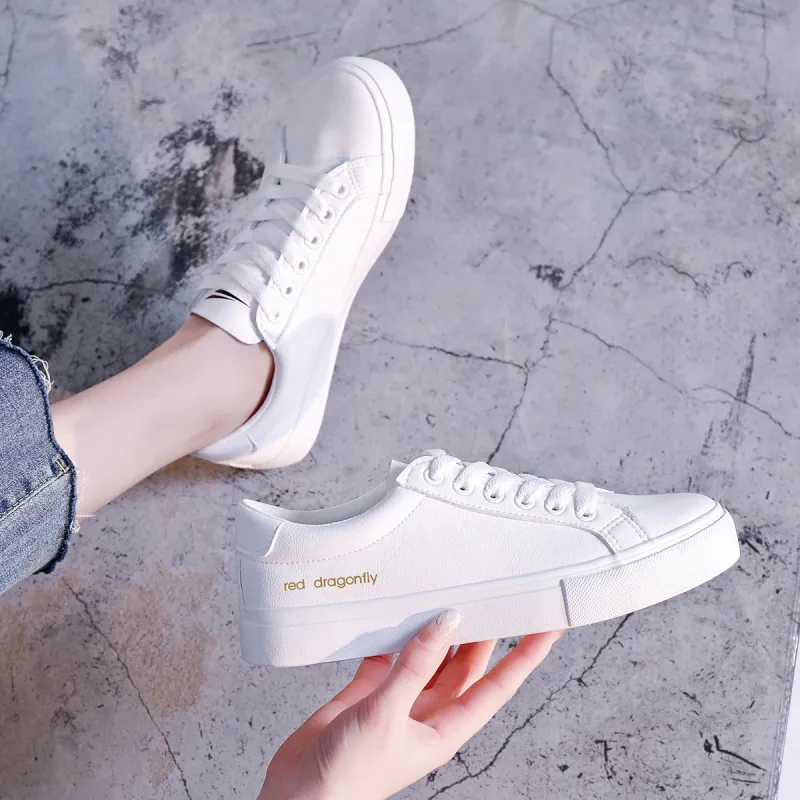 RED DRAGONFLY Flat Shoes Lightweight And Breathable Low Top Casual Shoes Women's White-5