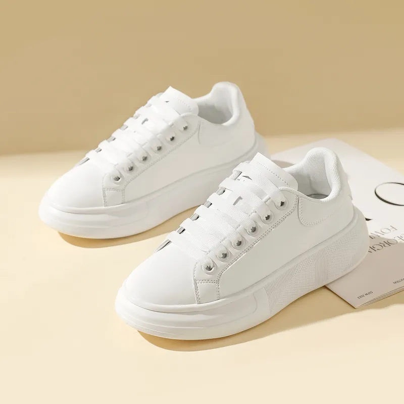 RED DRAGONFLY Small White Shoes Height Increasing Lightweight Low Top Casual Shoes Women's White Black White-13