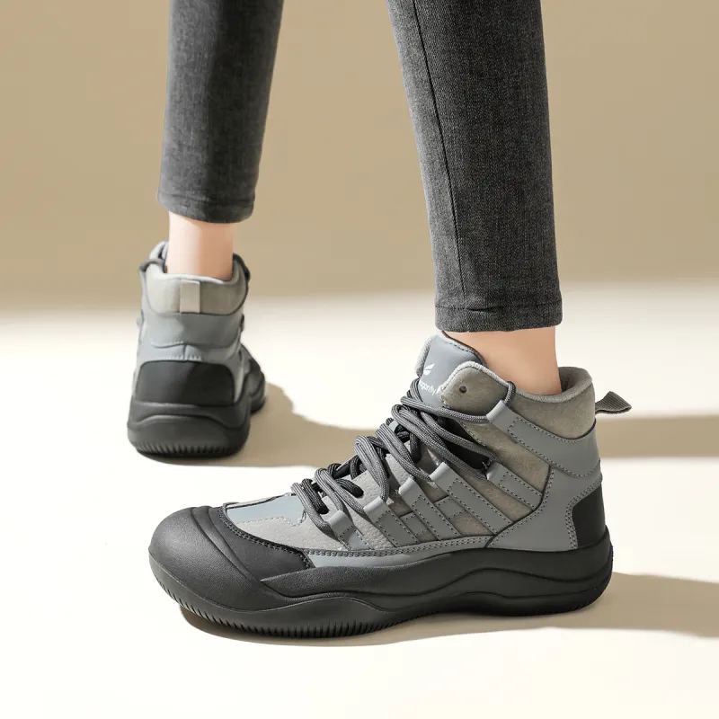 RED DRAGONFLY High Top Shoes Lightweight And Breathable High Top Casual Shoes Women's Grey White Black-5