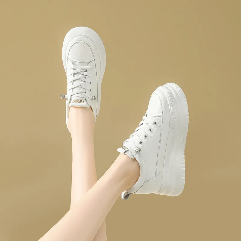 RED DRAGONFLY Small White Shoes Lightweight Height Increasing Low Top Casual Shoes Women's Black Beige-11