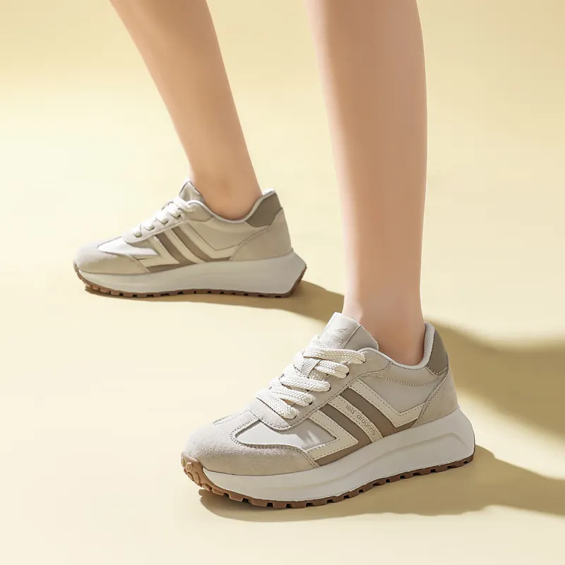 RED DRAGONFLY Casual Shoes Women's Low Top Beige Khaki/Light Gray Beige-4