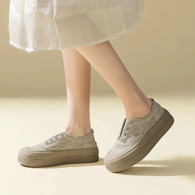 RED DRAGONFLY Casual Shoes Women's Low Top Beige Apricot/Beige Black-4