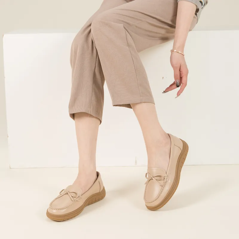 RED DRAGONFLY Gommino Loafers Small Leather Shoes Slip on Unlined Shoes Women's Black/Beige/Apricot-19