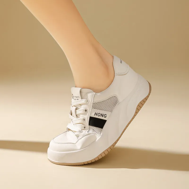 RED DRAGONFLY Small White Shoes Lightweight And Breathable Low Top Casual Shoes Women's White Black And White Apricots-5