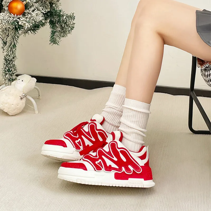 RED DRAGONFLY Casual Shoes Unisex Low Top Black/White/Red-22