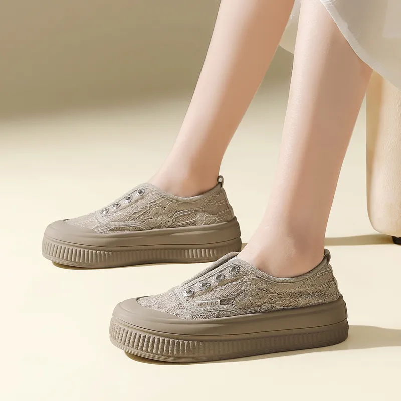 RED DRAGONFLY Casual Shoes Women's Low Top Beige Apricot/Beige Black-5