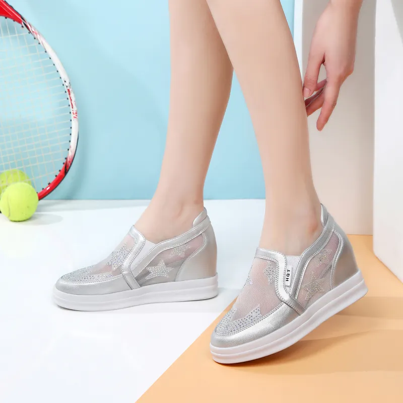 RED DRAGONFLY High Heels Women's Low Top Silver-5