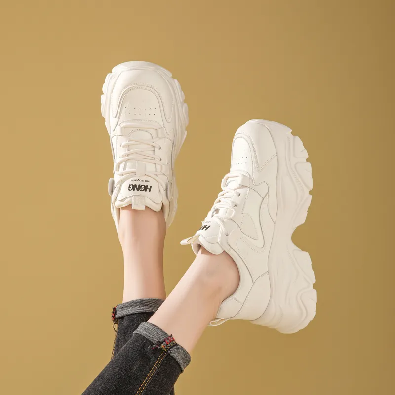 RED DRAGONFLY Low Top Chunky Sneakers Women's White-3