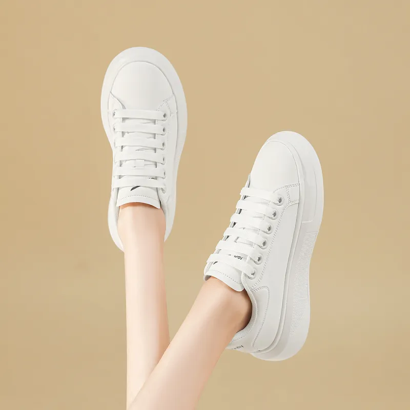 RED DRAGONFLY Small White Shoes Height Increasing Lightweight Low Top Casual Shoes Women's White Black White-10