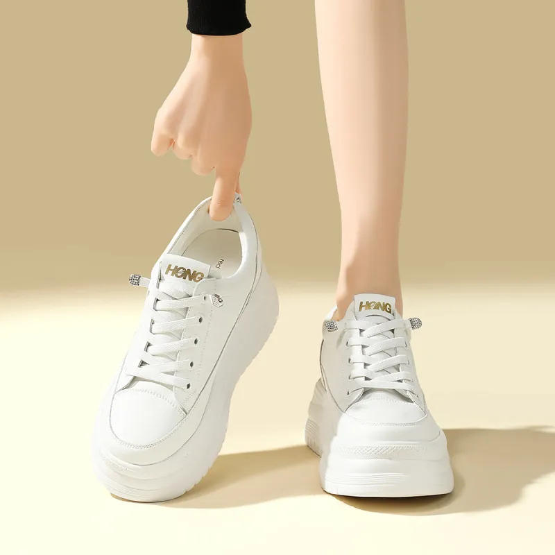 RED DRAGONFLY Small White Shoes Lightweight Height Increasing Low Top Casual Shoes Women's Black Beige-13