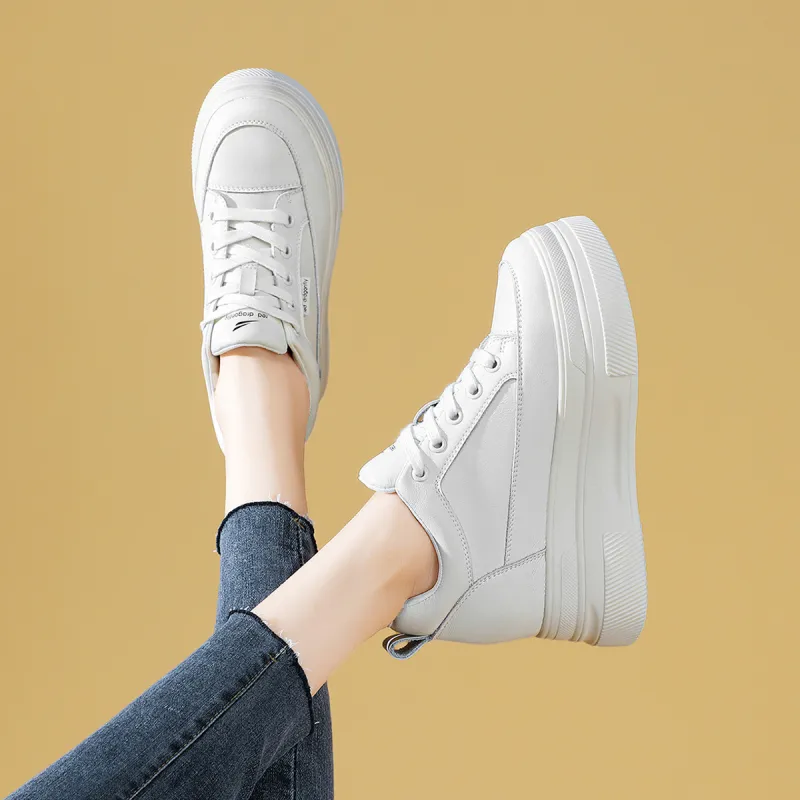 RED DRAGONFLY Platform Shoes Height Increasing Lightweight Low-Top Casual Shoes Women's White Black-10