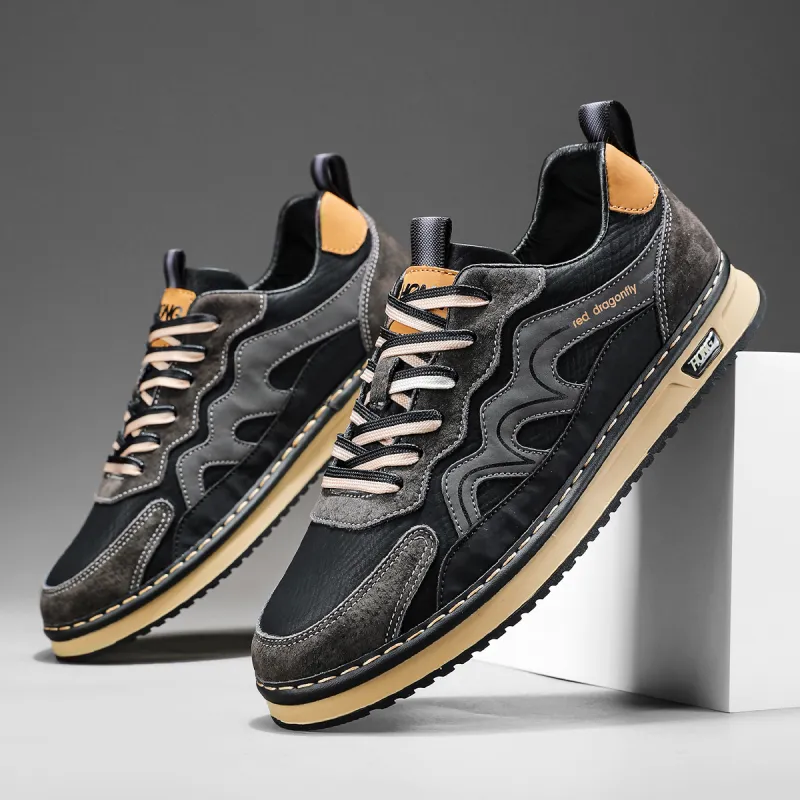 RED DRAGONFLY Athletic Shoes Lightweight And Breathable Low Top Casual Shoes Men's Black/Khaki-7