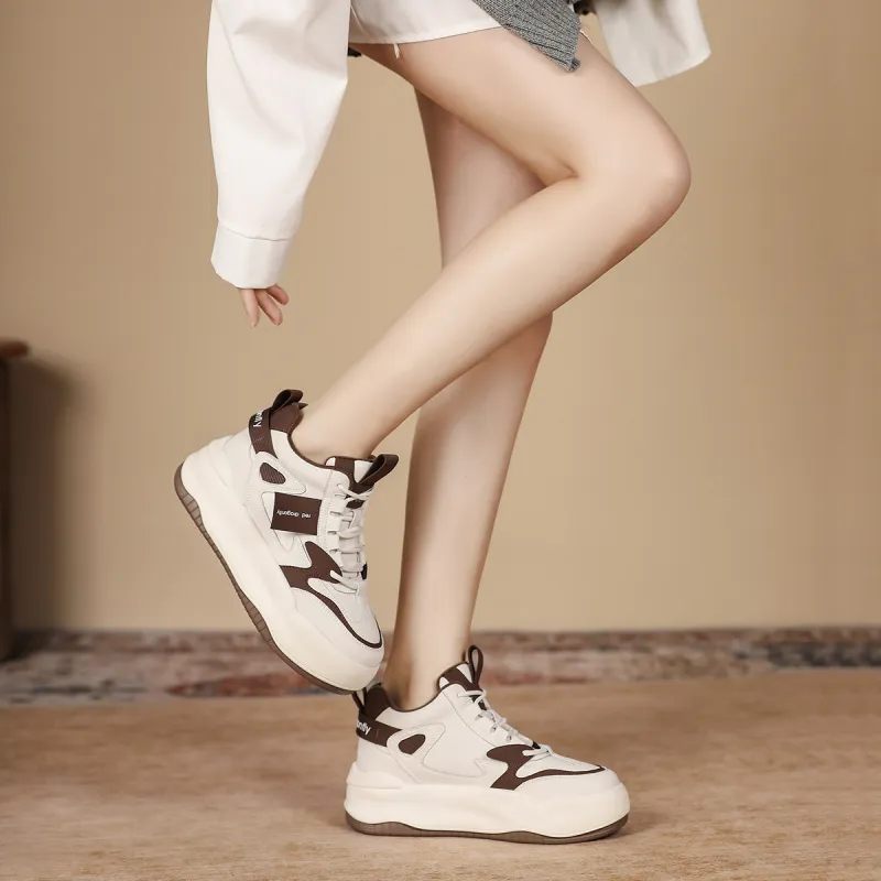RED DRAGONFLY Platform Shoes Warm Height Increasing Mid-Top Casual Shoes Women's White Black White Brown-13