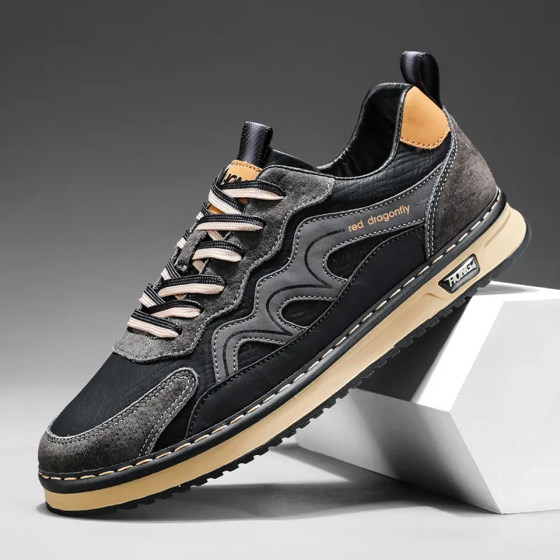 RED DRAGONFLY Athletic Shoes Lightweight And Breathable Low Top Casual Shoes Men's Black/Khaki-4