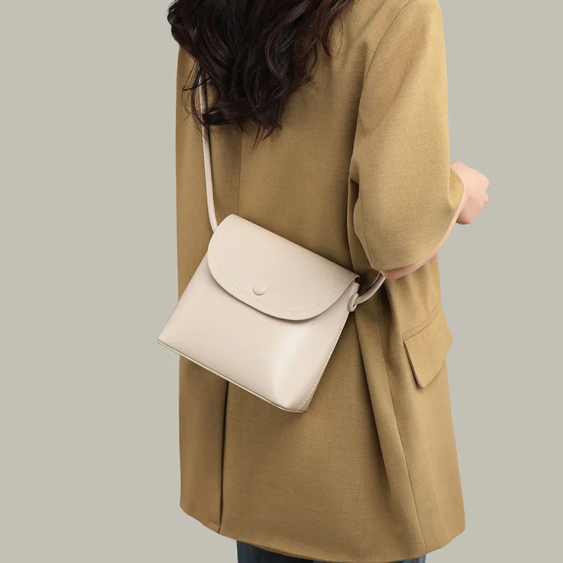 VINEY Synthetic Leather Shoulder Bag Crossbody Bag Cell Phone Pouch Regular Women's Milkshake White-1