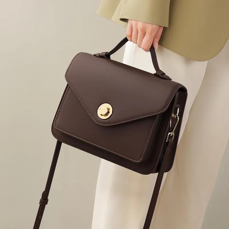 VINEY Cow Leather Shoulder Bag Crossbody Bag Handbags Regular Women's Dark Coffee-3