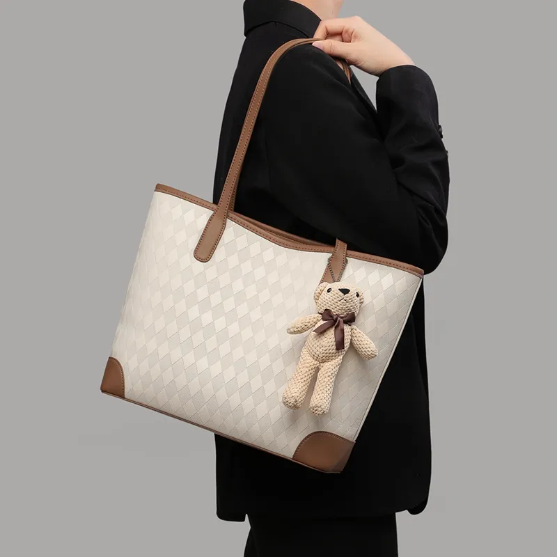 VINEY Cow Leather Shoulder Bag, Tote Bag, Shopping Bag Tubas Women's Ecru-4