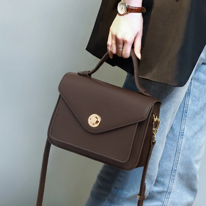 VINEY Cow Leather Shoulder Bag Crossbody Bag Handbags Regular Women's Dark Coffee-4