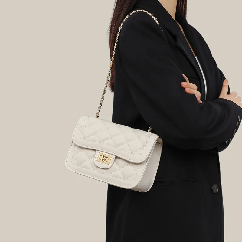 VINEY Cow Leather Shoulder Bag Crossbody Bag Regular Women's Ecru-1