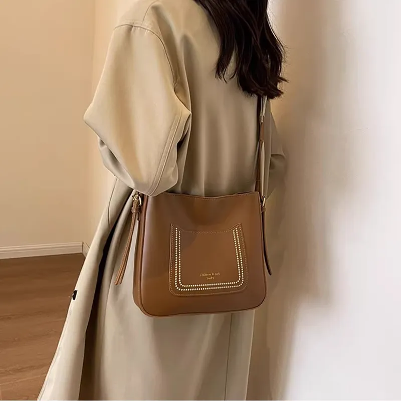 VINEY Synthetic Leather Crossbody Bag Women's Brown-1