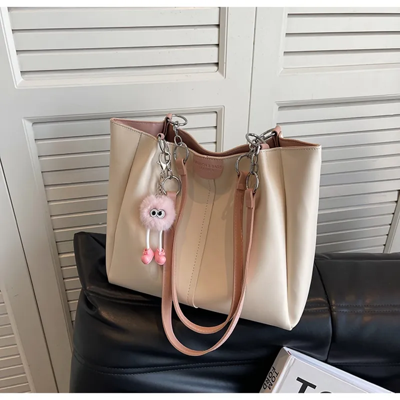 VINEY Cow Leather Shoulder Bag, Tote Bag, Shopping Bag Tubas Women's Pink-4