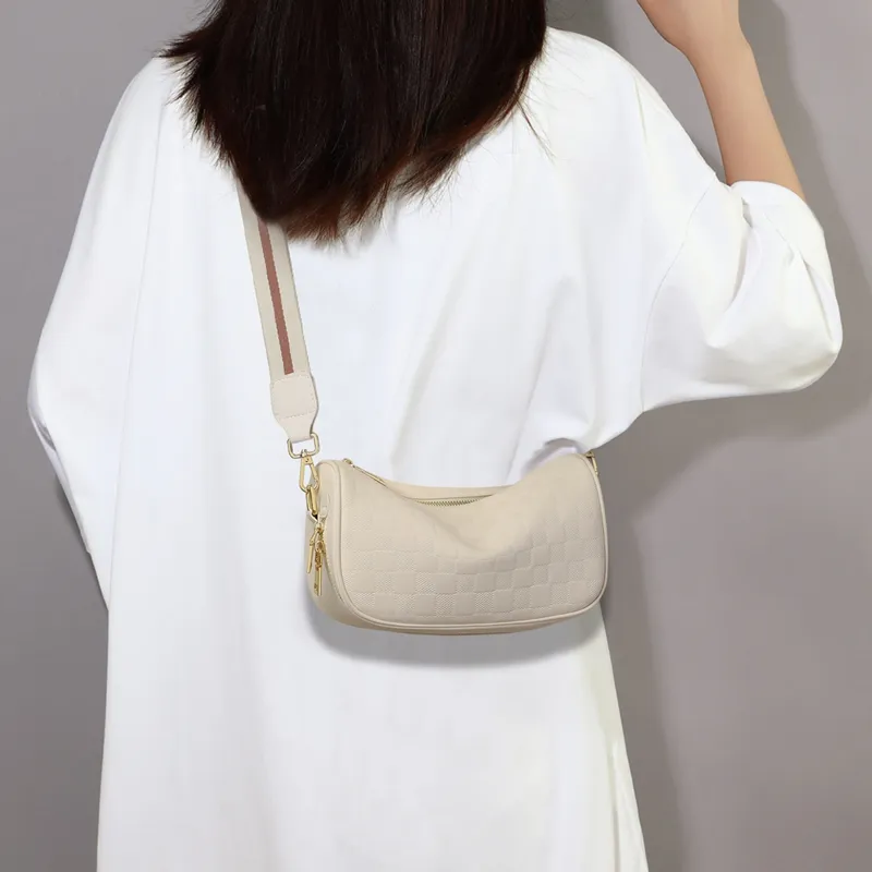 VINEY Cow Leather Shoulder Bag, Crossbody Bag Regular Women's Black/White-7
