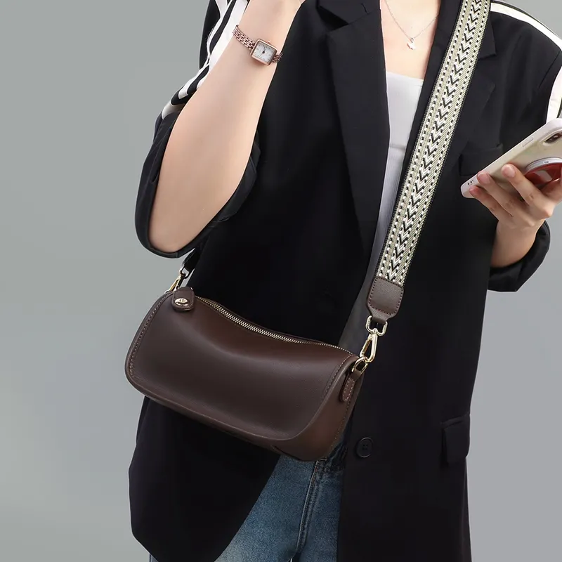 VINEY Cow Leather Shoulder Bag Crossbody Bag Pillow Bag Regular Women's Coffee-2