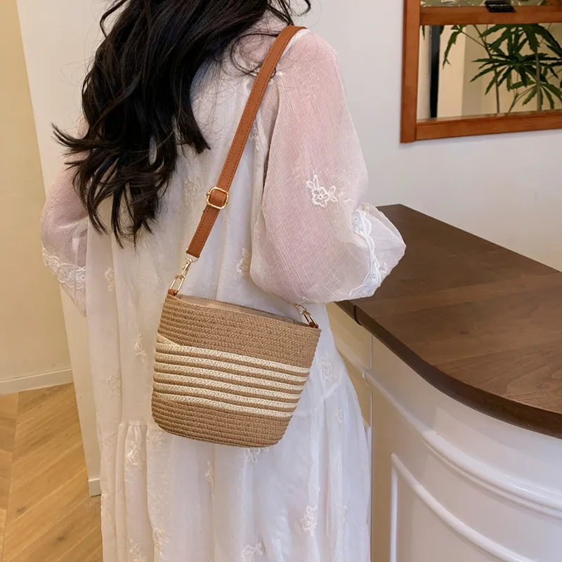 VINEY Fabric Shoulder Bag, Crossbody Bag Regular Women's Black Stripe/white Stripe-8