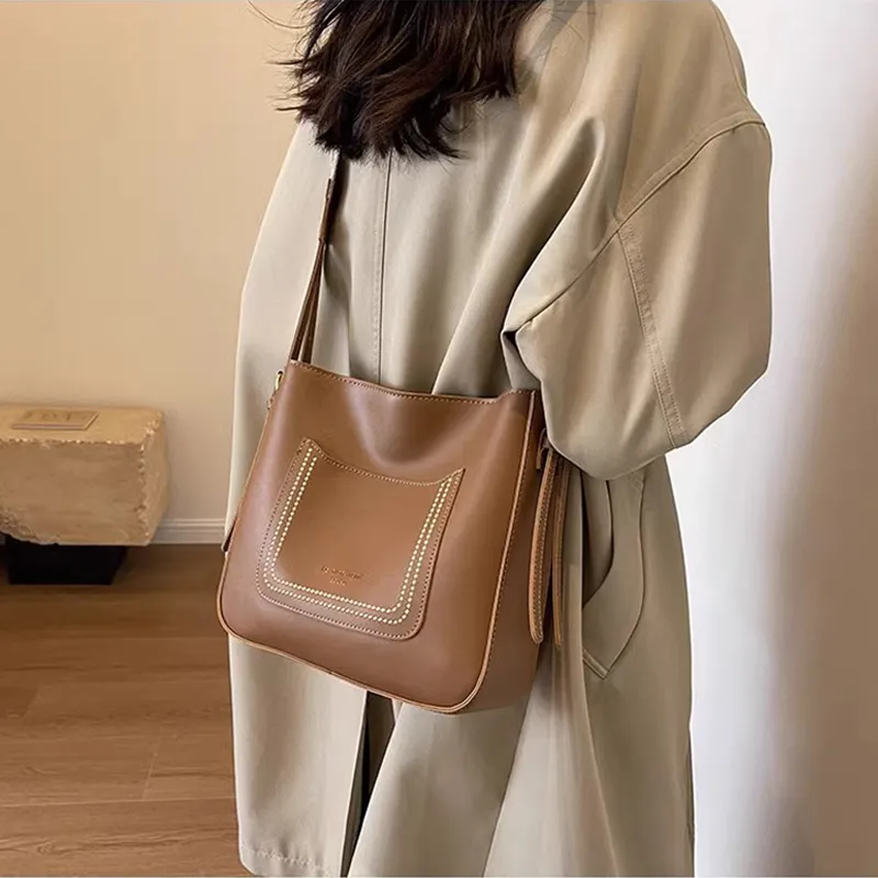 VINEY Synthetic Leather Crossbody Bag Women's Brown-2