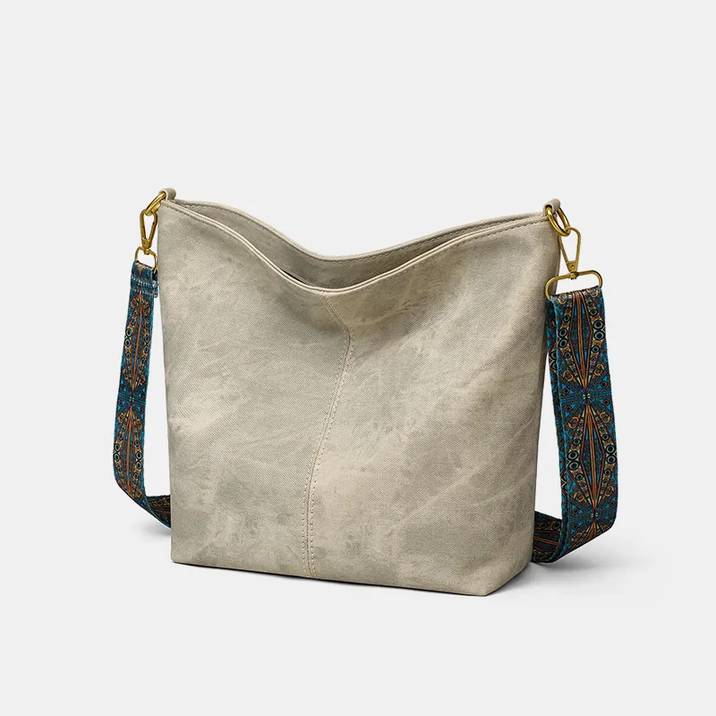 VINEY PU Shoulder Bag, Crossbody Bag, Tote Bag Large Size Women's Ecru-3