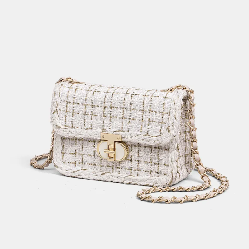 VINEY Fabric Shoulder Bag, Crossbody Bag, Small Square Bag Regular Women's Ecru-6