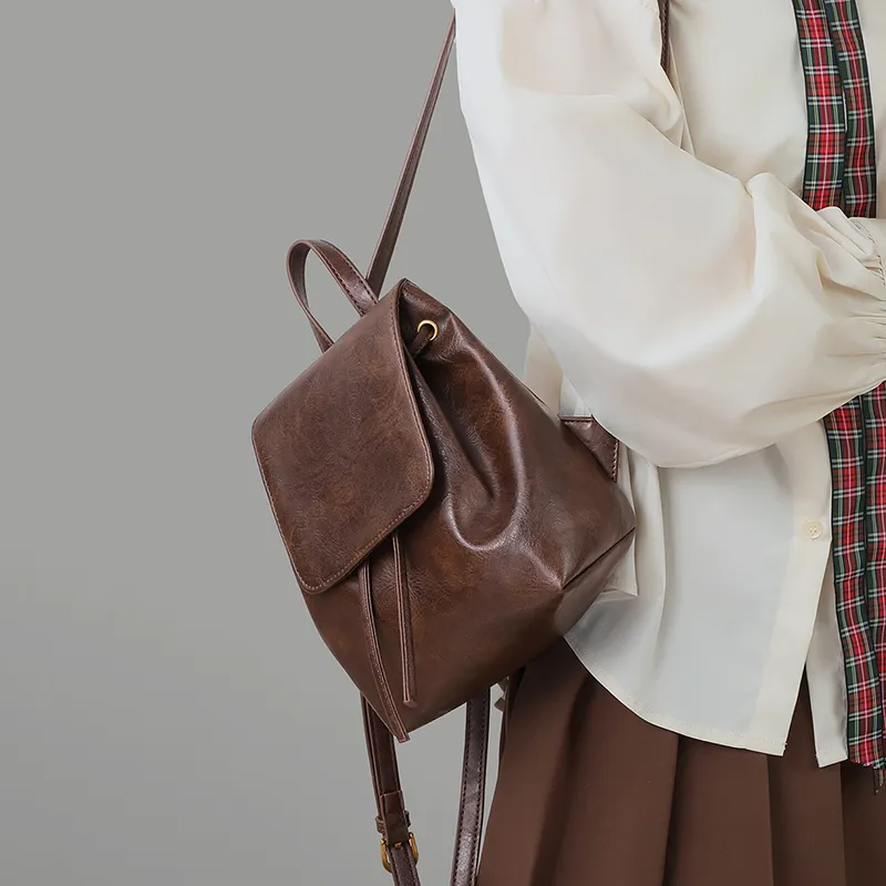 VINEY Cow Leather Travel Bags, Backpacks, Backpacks Tubas Women's Vintage Brown-2