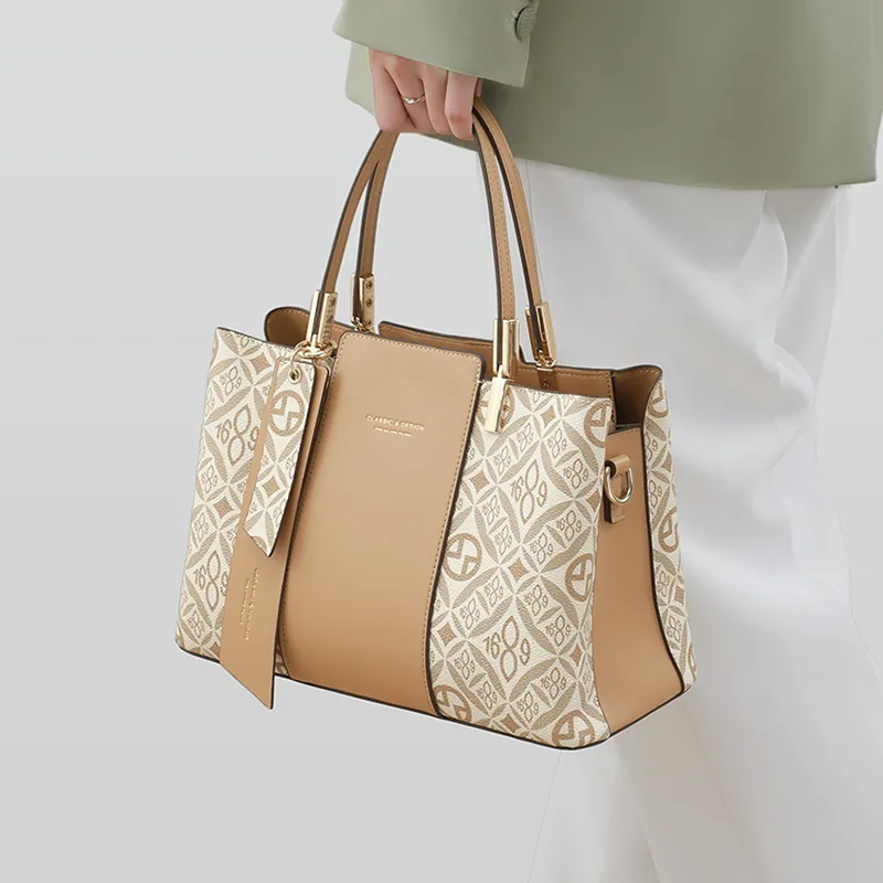 VINEY Synthetic Leather Handbag Crossbody Bag Shoulder Bag Regular Women's Elegant Apricot-2
