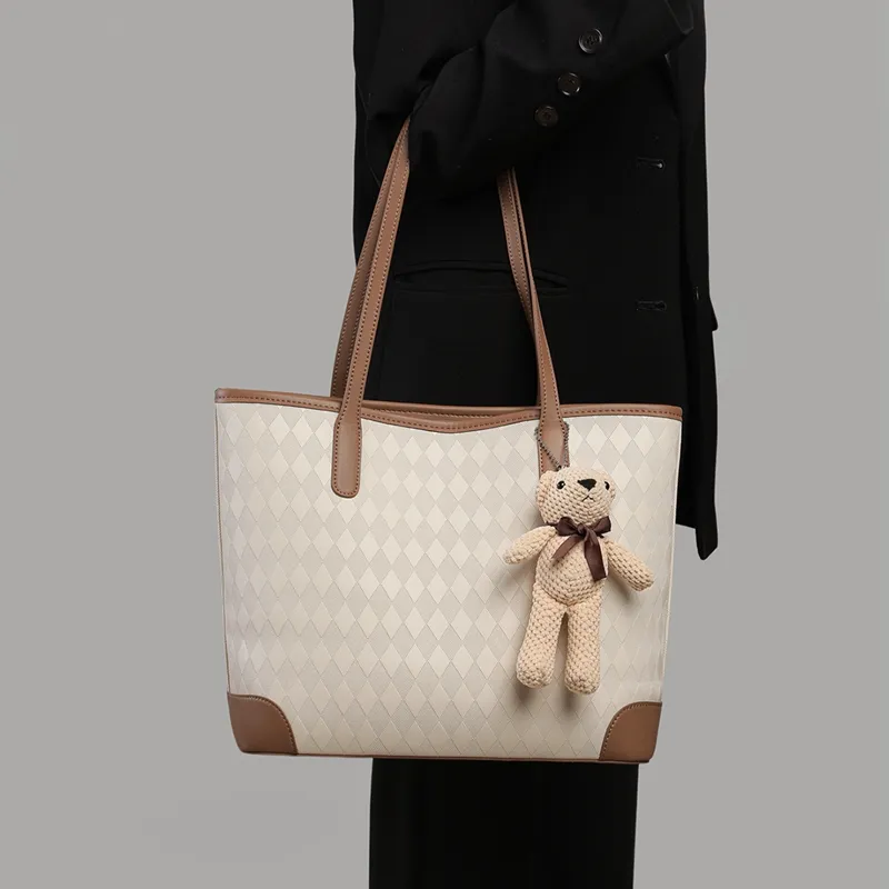 VINEY Cow Leather Shoulder Bag, Tote Bag, Shopping Bag Tubas Women's Ecru-3