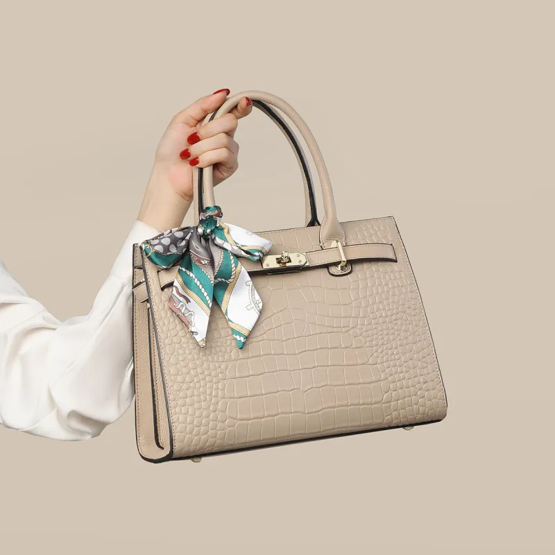 VINEY Cow Leather Handbag, Shoulder Bag, Crossbody Bag Regular Women's White/Apricot-7