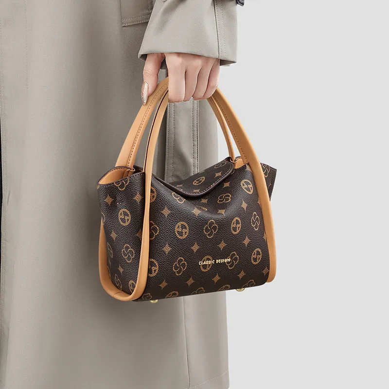 VINEY Synthetic Leather Tote Handbag, Crossbody Bag Regular Women's Coffee Brown-2