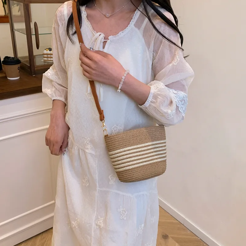 VINEY Fabric Shoulder Bag, Crossbody Bag Regular Women's Black Stripe/white Stripe-6