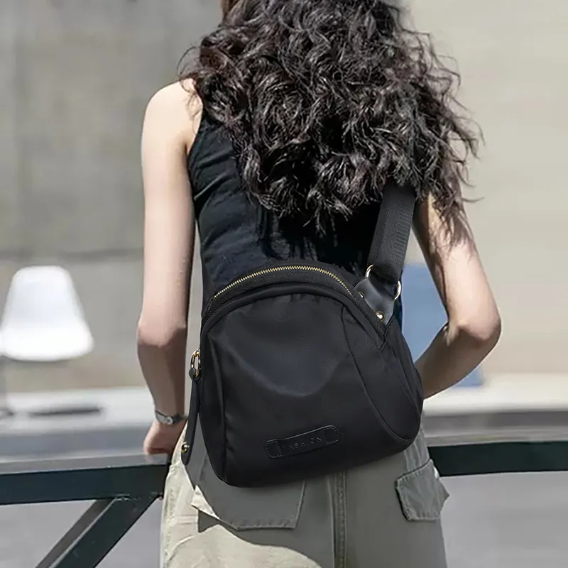 VINEY Oxford Sling Bag Fanny Pack Shoulder Bag Crossbody Bag Small Size Women's Extreme Night Black-3