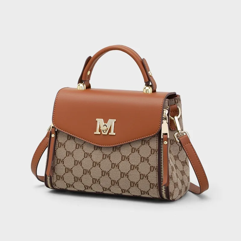 VINEY Fabric With Synthetic Leather Crossbody Bag Shoulder Bag Handbag Mom Bag Medium Size Women's Coffee/Earth Yellow-8