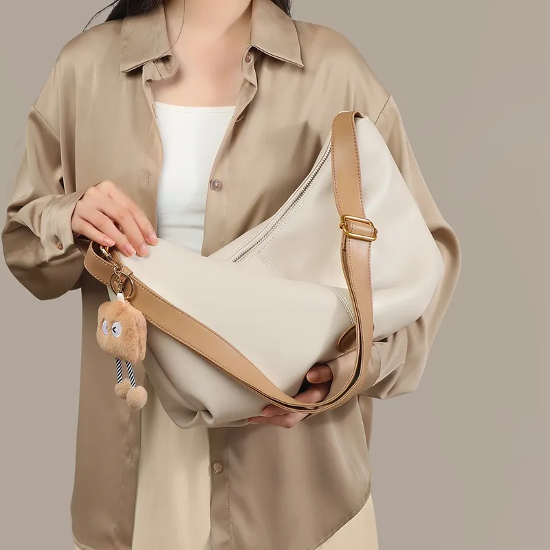 VINEY Cow Leather Shoulder Bag, Crossbody Bag Regular Women's Ecru-3