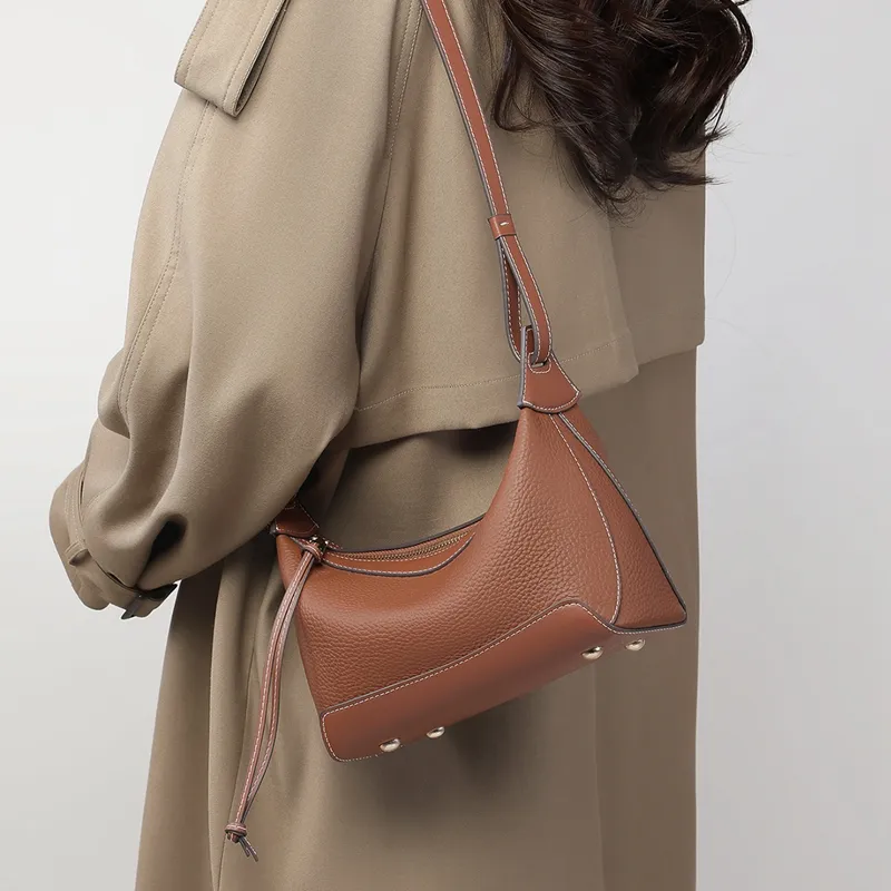 VINEY Cow Leather Shoulder Bag, Crossbody Bag, Tote Bag Regular Women's Dark Brown-1