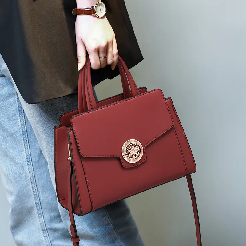 VINEY Synthetic Leather Handbag, Shoulder Bag, Crossbody Bag, Mom Bag Tubas Women's Red-5