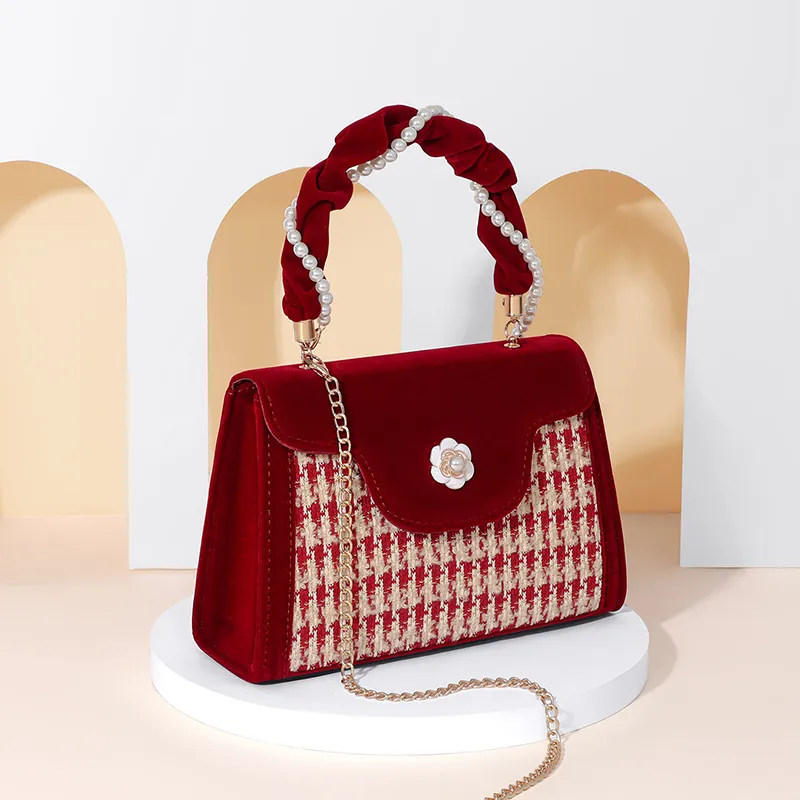VINEY Fabric Crossbody Bag Shoulder Bag Handbags Medium Size Women's Burgundy-4