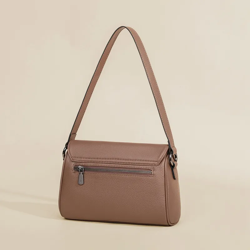 VINEY Cow Leather Shoulder Bag Crossbody Bag Medium Size Women's Chocolate-4